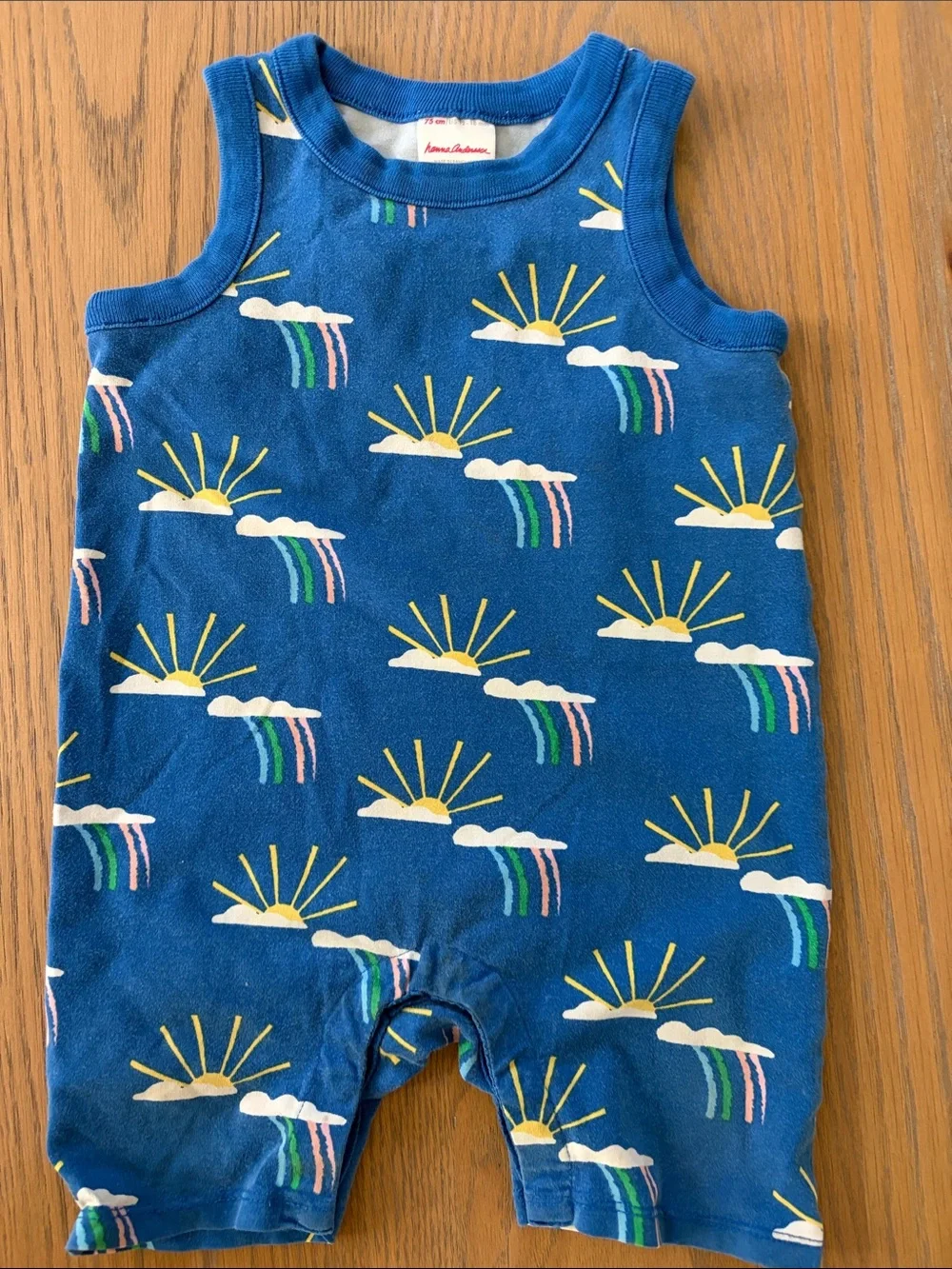 Hannah Anderson 12-18 Sunrise Rainbow Blue Baby Romper
